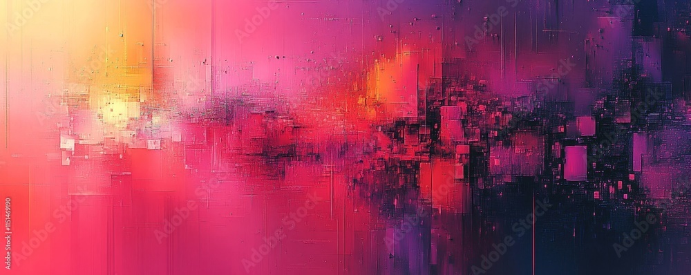 Obraz premium Abstract digital visuals with glitchy, pixelated aesthetics. Generative AI