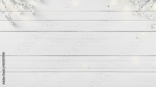 Festive Christmas border with pine branches, stars, pinecones, and fairy lights on white wood. Perfect for holiday cards, invitations, and social media