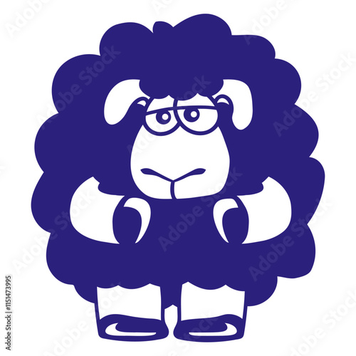 Black Sheep Sad Insecure Tired Funny Sweet Unhappy Design Lover Art Vector Illustration Card T-Shirt Poster Sticker Graphic Print Decorative Drawing Isolated Logo Decoration Symbol Creative Cool Style