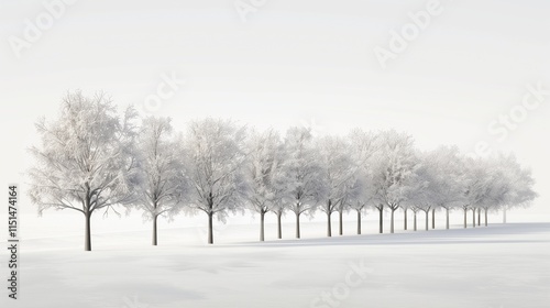 Wallpaper Mural A calm winter scene with light snowfall and snow-covered trees, isolated on a clean, white background for a minimalist look. Torontodigital.ca