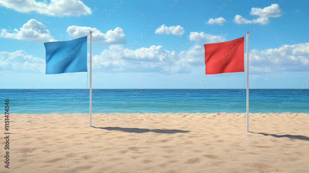 Beach flag. Advertising blank surface promotion signboard retail markets banners vector realistic mockup collection. Illustration of display advert, flag billboard Beach flag. Advertising blank surface promotion signboard retail markets banners vector realistic mockup collection. Illustration of display advert, flag billboard