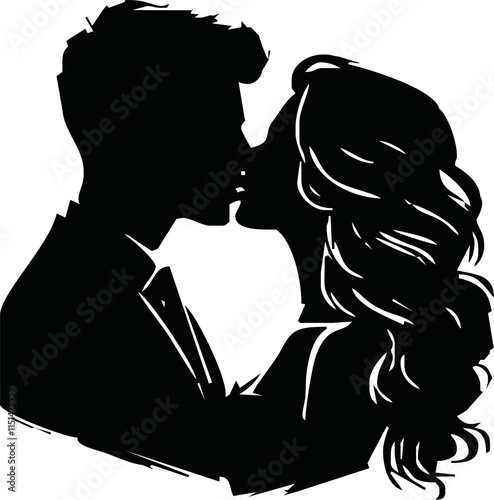 Couple in love. A guy kisses his girlfriend. Close-up. The concept of holidays, events, traditions in everyday life. Used for greeting cards for wedding day, March 8, Valentine's Day, surprise