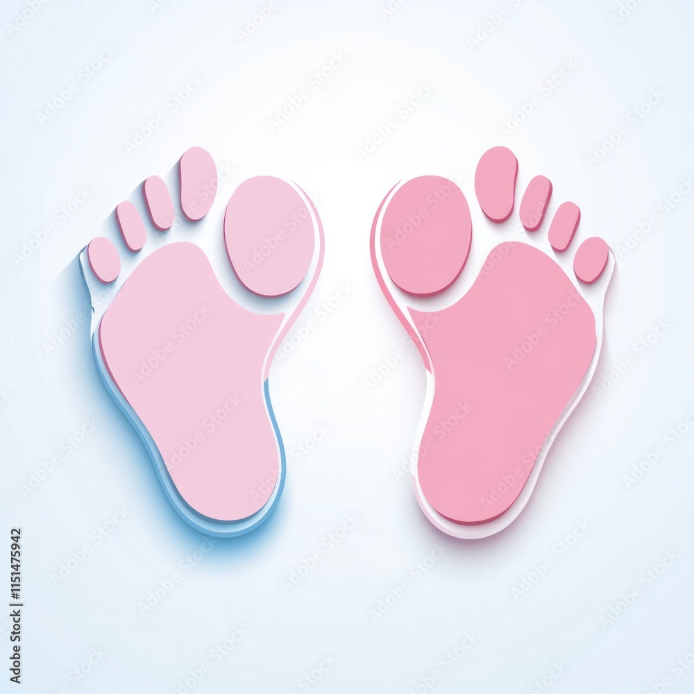 Pink baby footprints, newborn feet, cute infant design. Pink baby footprints, newborn feet, cute infant design.