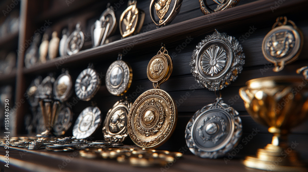Medals of honor and different sport trophies. Isometric vector illustrations Medals of honor and different sport trophies. Isometric vector illustrations