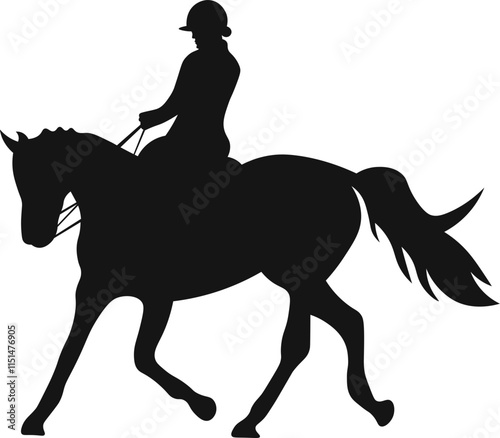 A horse raider racing vector illustration black color silhouette with white background