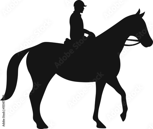 A horse raider racing vector illustration black color silhouette with white background