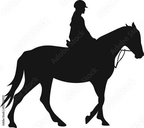 A horse raider racing vector illustration black color silhouette with white background