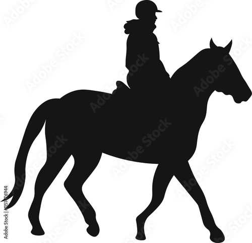 A horse raider racing vector illustration black color silhouette with white background