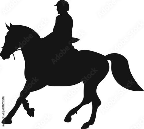 A horse raider racing vector illustration black color silhouette with white background