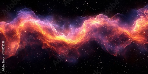 Nebula galaxy waves with glowing edges. Generative AI