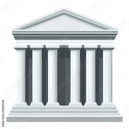 Classic bank building icon featuring elegant columns, transparent background, ideal for financial themes and branding applications photo