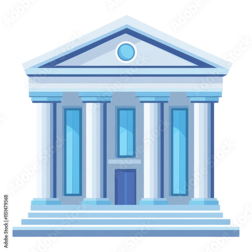 Obraz na płótnie Bank building icon, classic columns design, transparent background, suitable for financial services branding or architectural illustrations w salonie