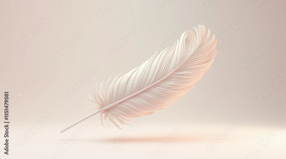 Obraz premium Floating Feather Sculpture in Soft 3D Render