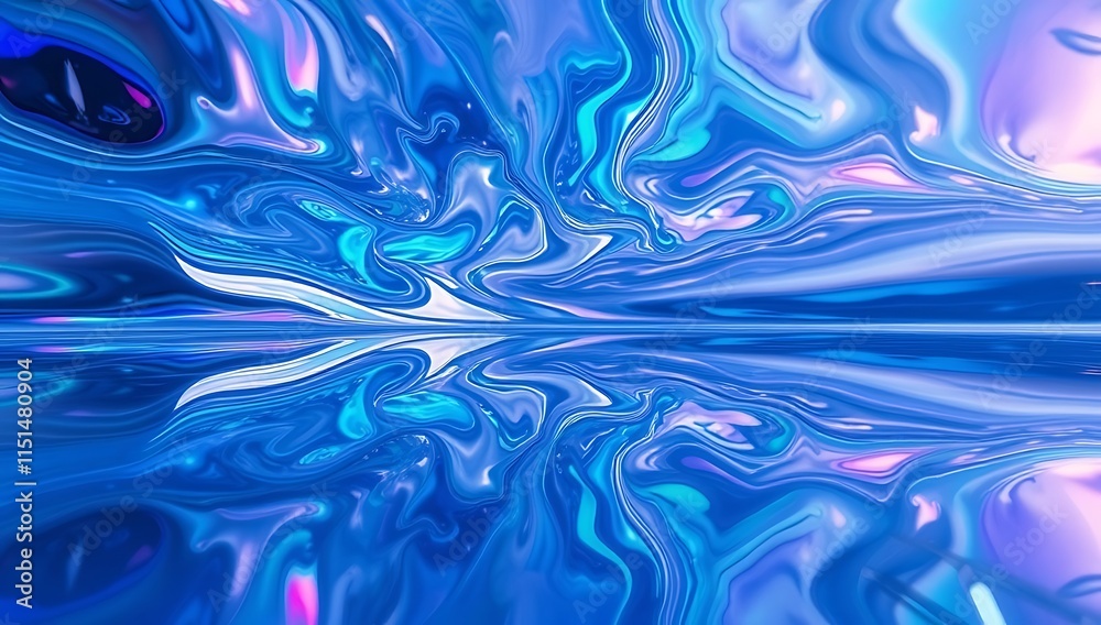 Abstract Blue Swirling Liquid Reflection Artwork Abstract Blue Swirling Liquid Reflection Artwork