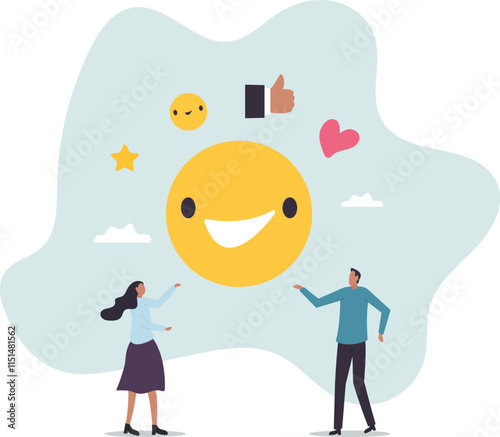 Employee satisfaction, workplace happiness or success team motivation, employee engagement or participation,business concept.flat character.