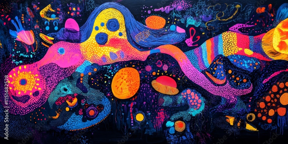 Obraz premium Neon glow illuminating bold abstract patterns. Generative AI