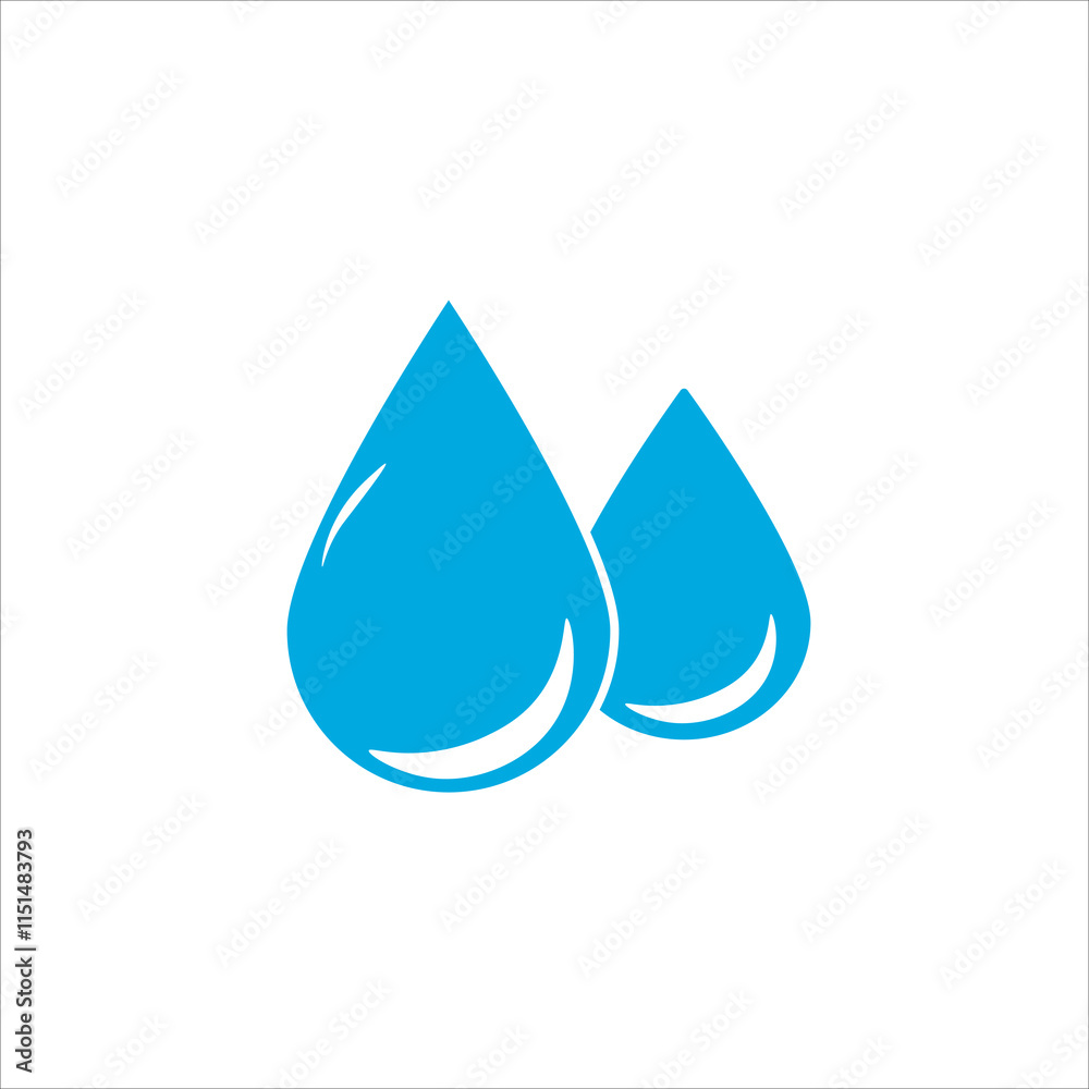 Water drops icon in blue isolated on white background. waterdrop illustration Water drops icon in blue isolated on white background. waterdrop illustration