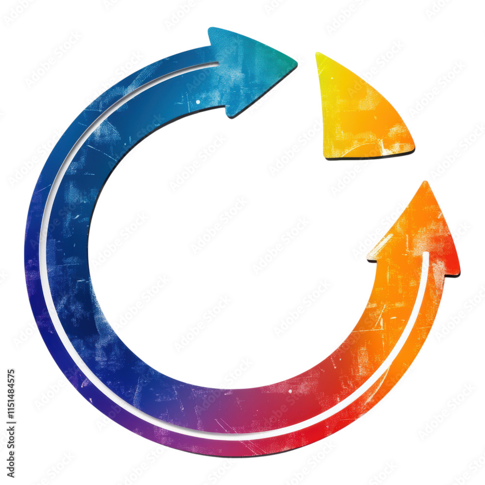 Circular refresh arrow icon, symbolizes renewal and update, designed in PNG format with a transparent background for versatile use.