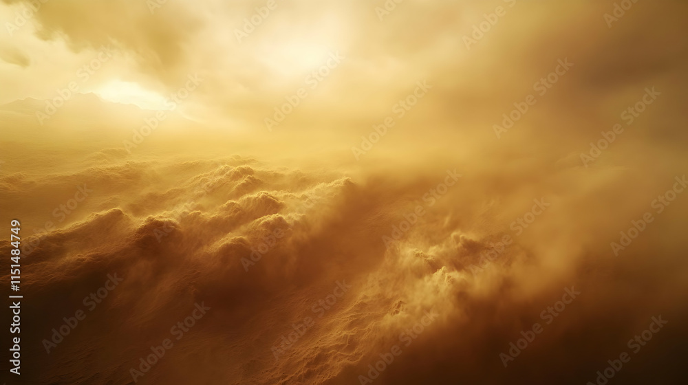 Naklejka premium Golden Dust Storm: A Dramatic Desert Landscape