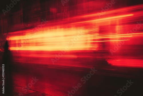 Neon light streaks glowing in abstract darkness. Generative AI