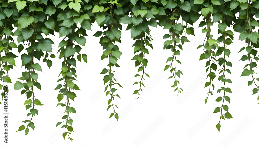 Fototapeta premium Isolated on a white background, the climbing plant is framed by a white frame