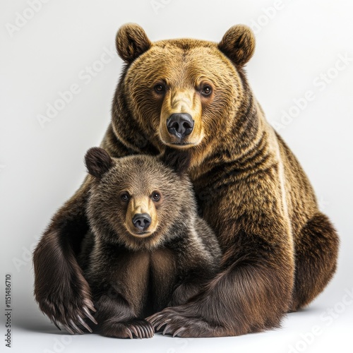 Wallpaper Mural two brown bears, one adult and one cub, posing closely together Torontodigital.ca