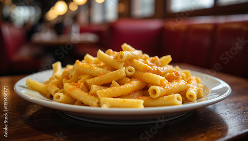 Good food plate of creamy mac and cheese photo