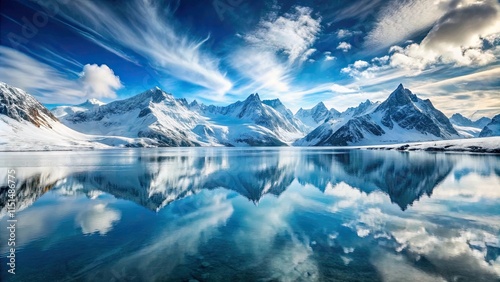 Wallpaper Mural Serene Winter Landscape Majestic snow-capped peaks reflected in a tranquil glacial lake under a vibrant sky Torontodigital.ca