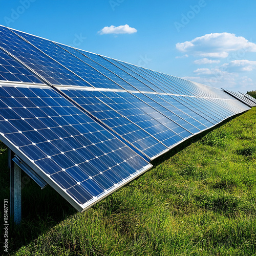 Solar Farm Stock Photo Showcasing Eco-Friendly Energy Solutions