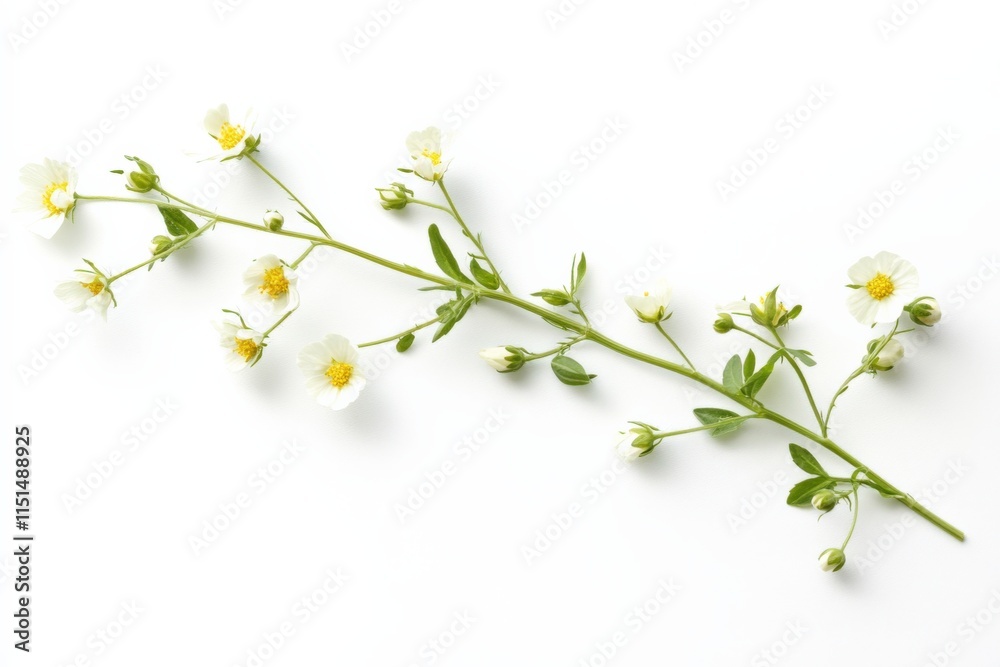 Obraz premium Branch of white flowers on a white background