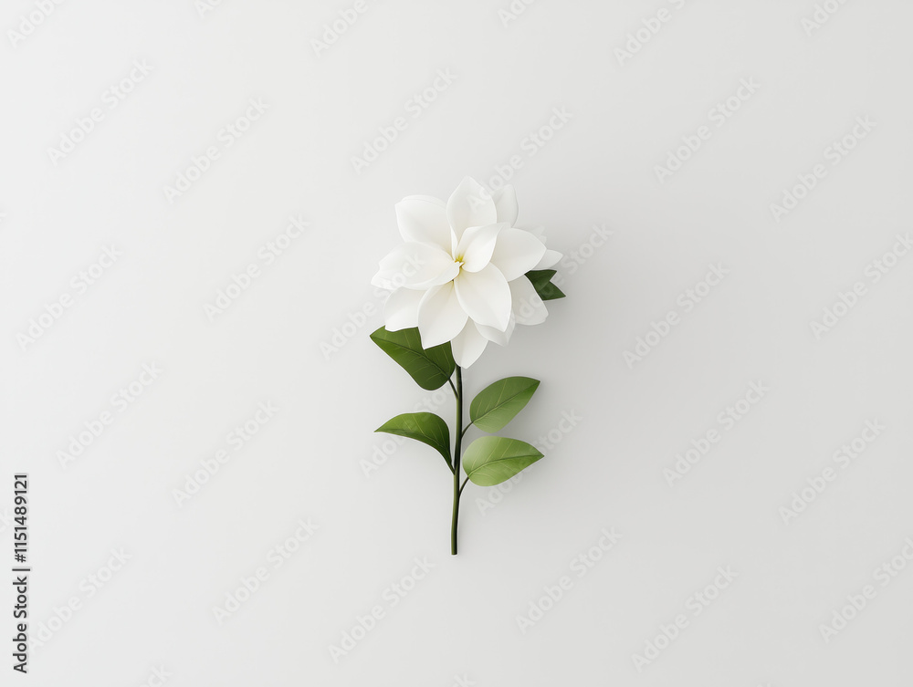 Obraz premium Gardenia Blooms Against a Crisp White Background: A Stunning Visual Experience