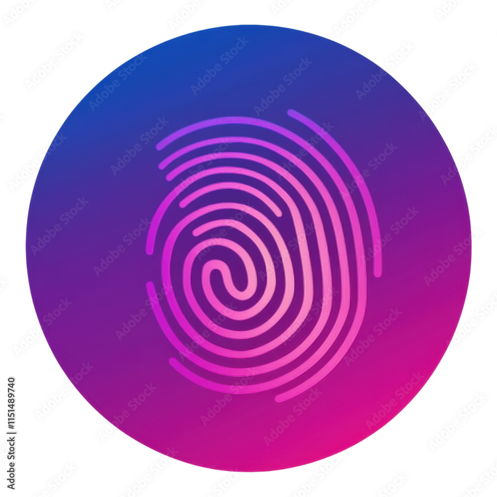 Minimal fingerprint icon in a circular design, sleek and modern, perfect for digital applications and user interface elements. Minimal fingerprint icon in a circular design, sleek and modern, perfect for digital applications and user interface elements.