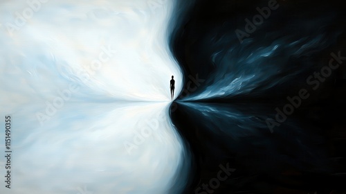 Ethereal Journey Between Light and Darkness Abstract Concept Art