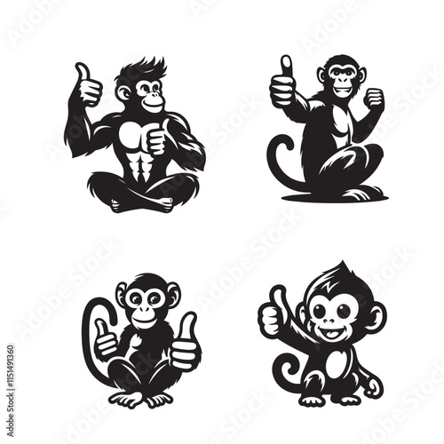 Canvas Print "Silhouette of a Monkey Giving a Thumbs Up"
"Minimalist Silhouette of a Monkey w