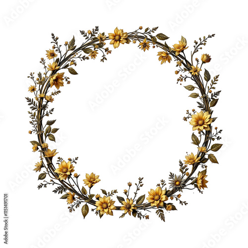 Luxury flowers border circle