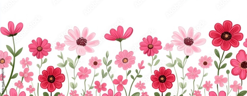 A beautiful display of pink and red flowers, showcasing nature's vibrant colors and diversity. A beautiful display of pink and red flowers, showcasing nature's vibrant colors and diversity.