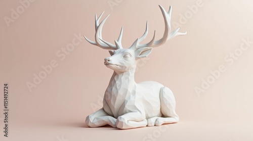 3D Rendered Deer Sculpture with Graceful Antlers photo