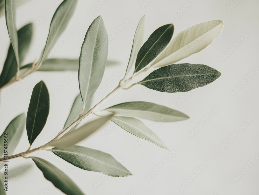 Obraz premium olive branch with leaves on a light background