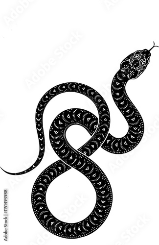 black and white snake with pattern