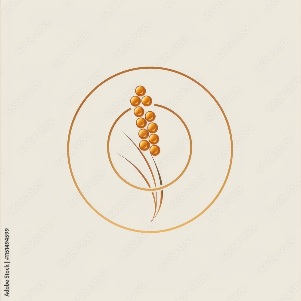 Fototapeta premium Golden Millet Logo: Minimalist Elegance