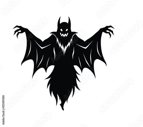 Halloween Flying Evil Spirit Vector Illustration