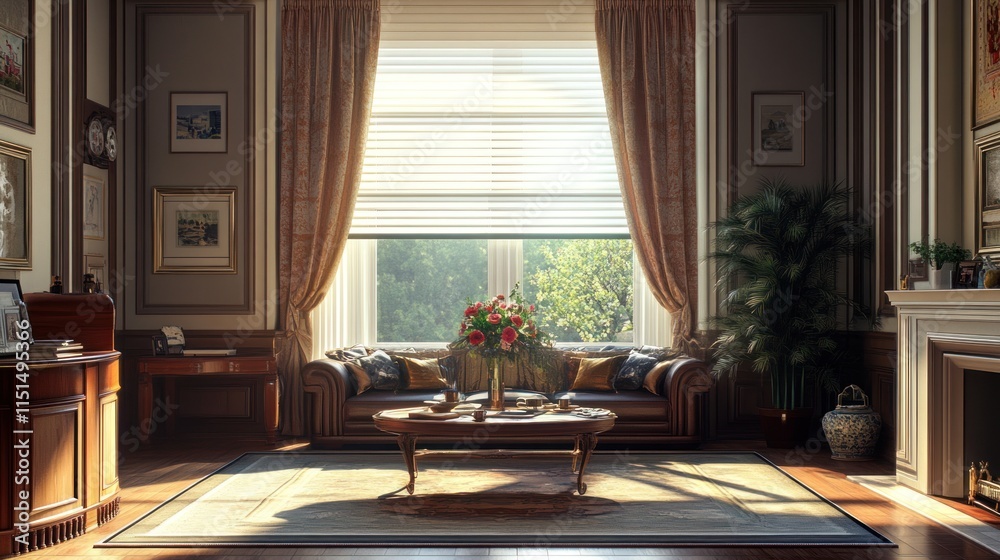 Sunlit Victorian Living Room Interior Sunlit Victorian Living Room Interior