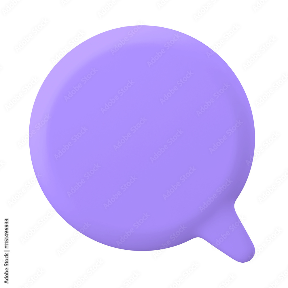 Purple speech bubble png sticker, 3D rendering shape, transparent background Purple speech bubble png sticker, 3D rendering shape, transparent background