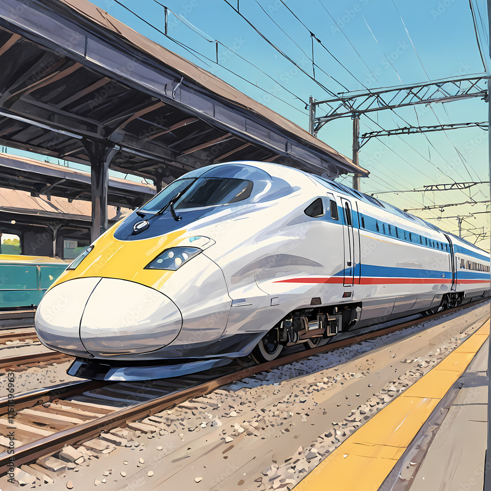 Fototapeta premium A high speed train at a train station.