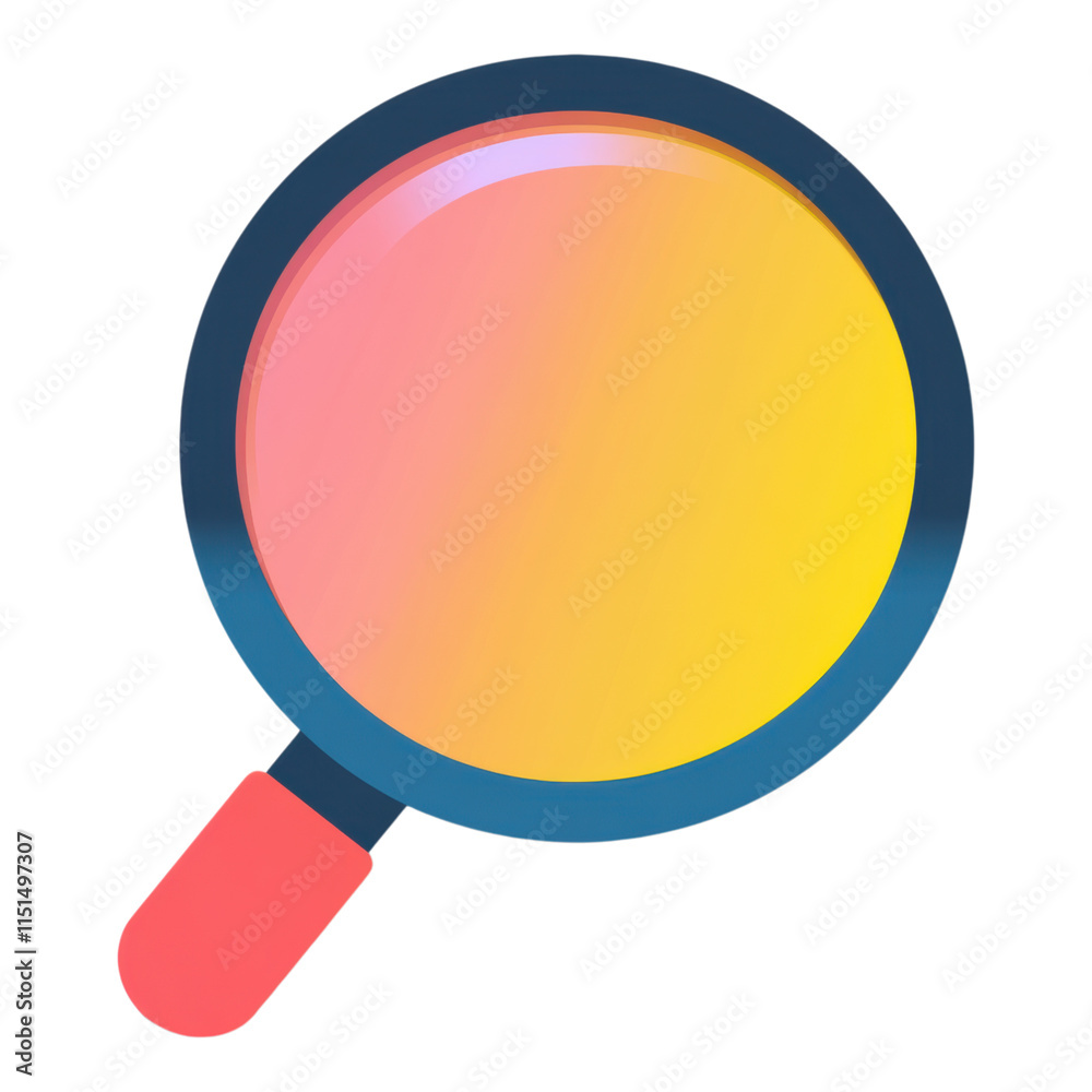 Magnifying Glass Icon for Search, clear design, transparent background, ideal for user interfaces and digital applications.