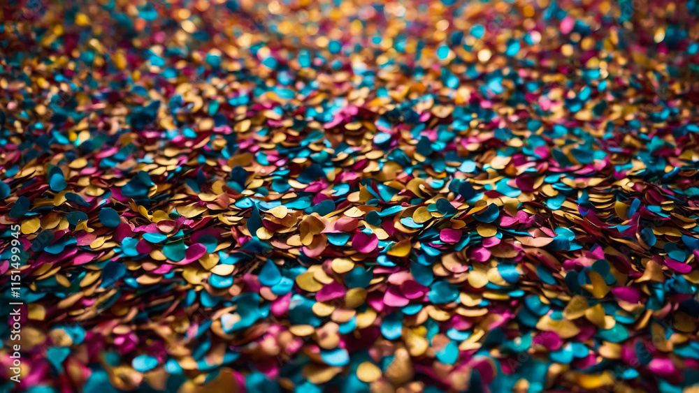 Obraz premium Lot of small round colorful confetti made of paper. Festive bright background.