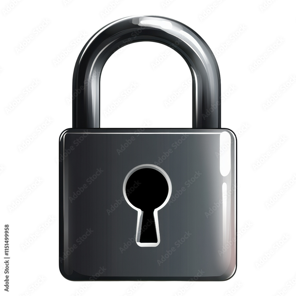 Flat padlock icon featuring a keyhole, designed with a transparent background for versatile use in digital projects. Flat padlock icon featuring a keyhole, designed with a transparent background for versatile use in digital projects.