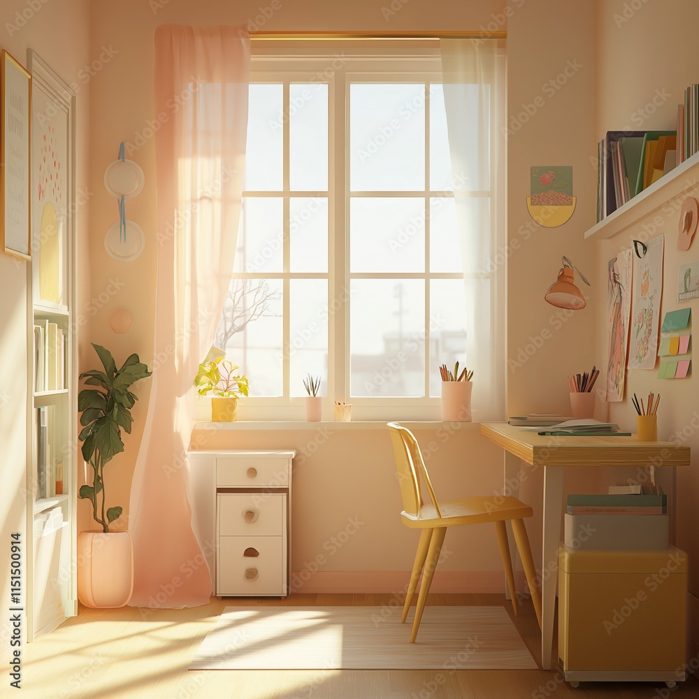 Fototapeta premium indoor bedroom of a teenager