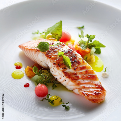 Close-up of red snapper with crispy skin, garnished with fresh herbs, cozy seafood setting