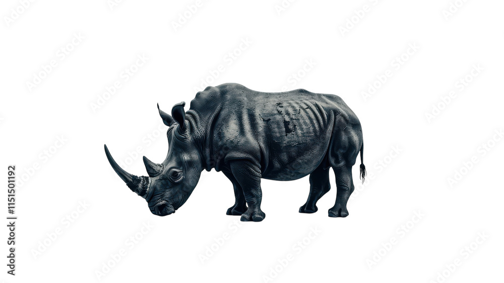 Fototapeta premium Majestic rhinoceros grazing peacefully in natural habitat